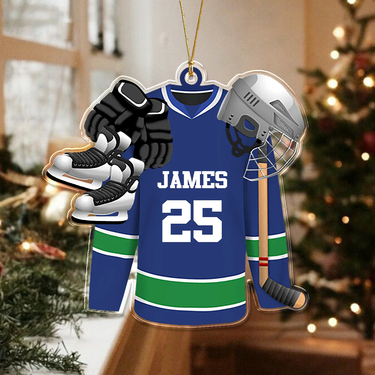 Personalized Hockey Skates Helmet And Stick Acrylic Ornament Gift For Hockey Lovers HO82 900034 - Image 6