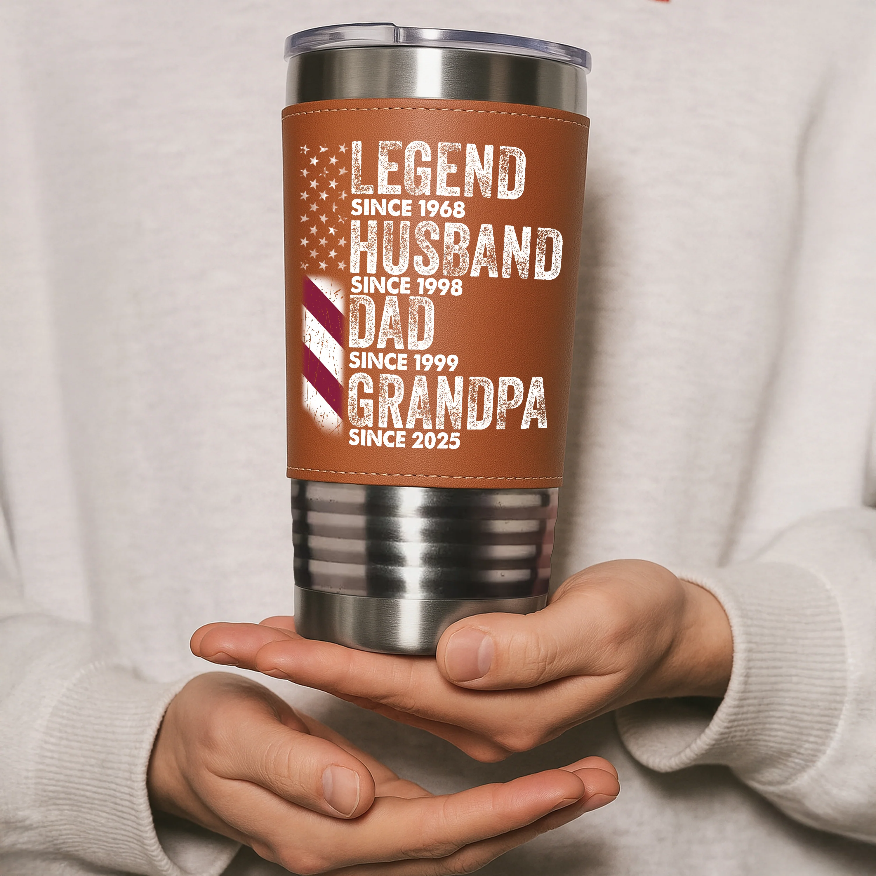 Personalized Legend Husband Dad Grandpa Leather Tumbler TH10 894015 - Image 4