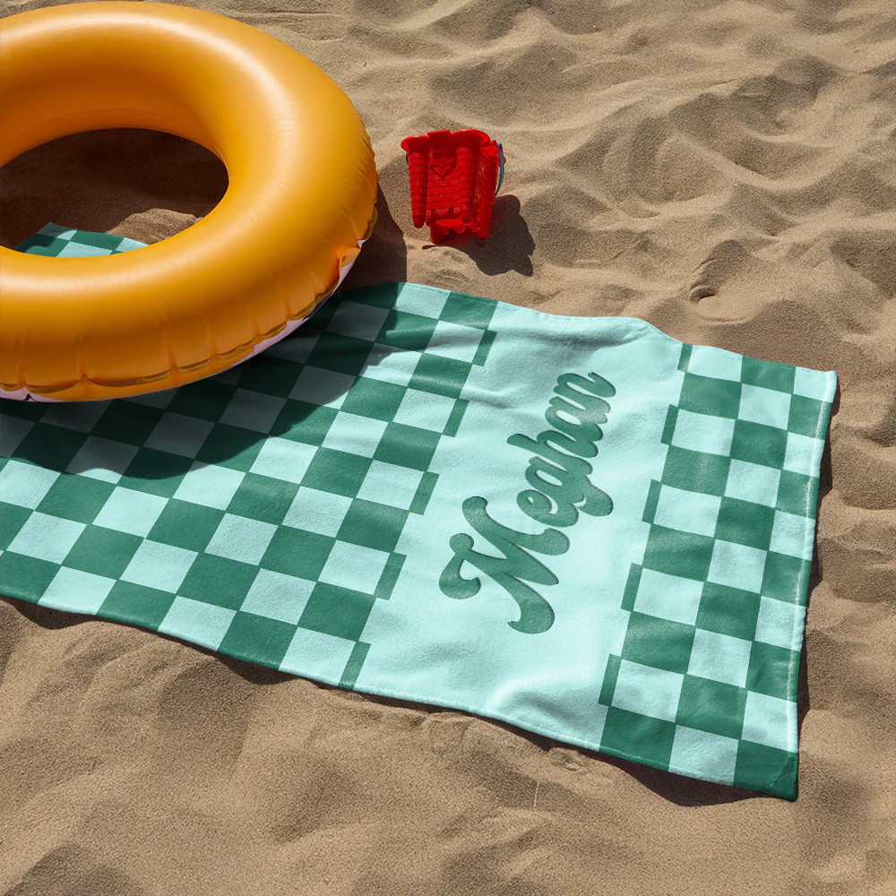 Personalized Name Checkered Pattern Beach Towels Vacation Gift HO82 894236 - Image 4