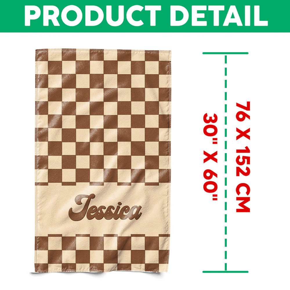 Personalized Name Checkered Pattern Beach Towels Vacation Gift HO82 894236 - Image 7