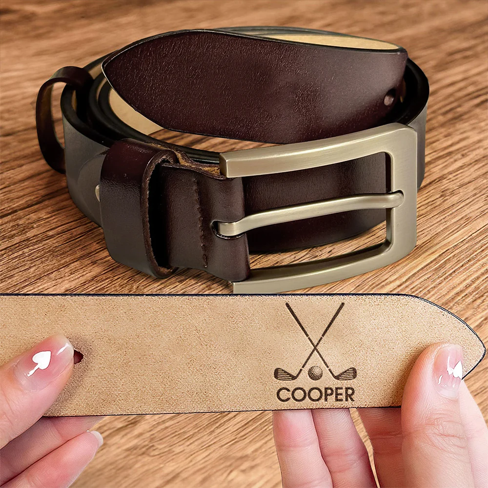 Personalized Name Engraved Leather Belt Gift For Golf Enthusiast, Golfers And Coaches HO82 900888 - Image 2