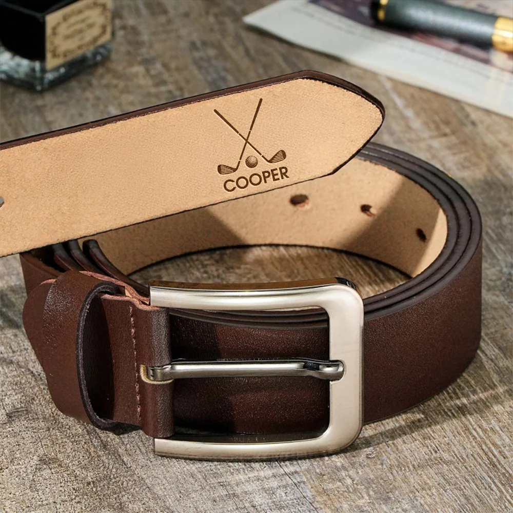 Personalized Name Engraved Leather Belt Gift For Golf Enthusiast, Golfers And Coaches HO82 900888 - Image 3
