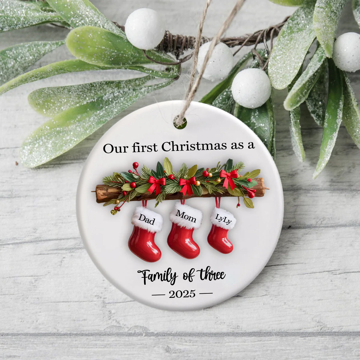 Personalized Our First Christmas As A Family 3D Effect Ceramic Ornament Gift For Family LM32 895721 - Image 5