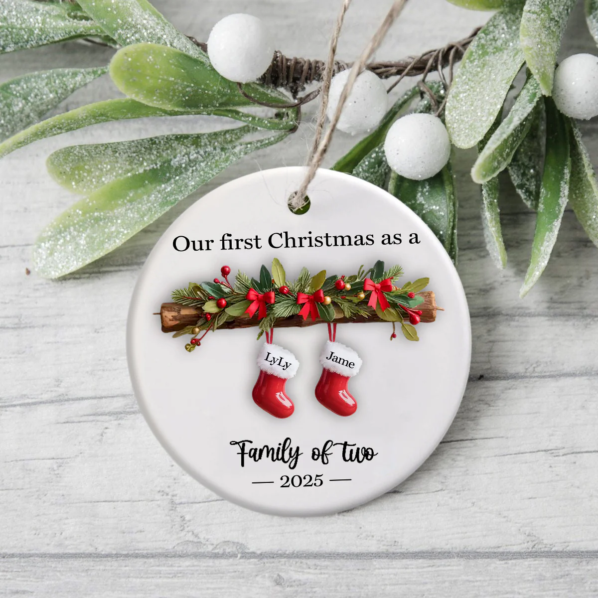 Personalized Our First Christmas As A Family 3D Effect Ceramic Ornament Gift For Family LM32 895721 - Image 6