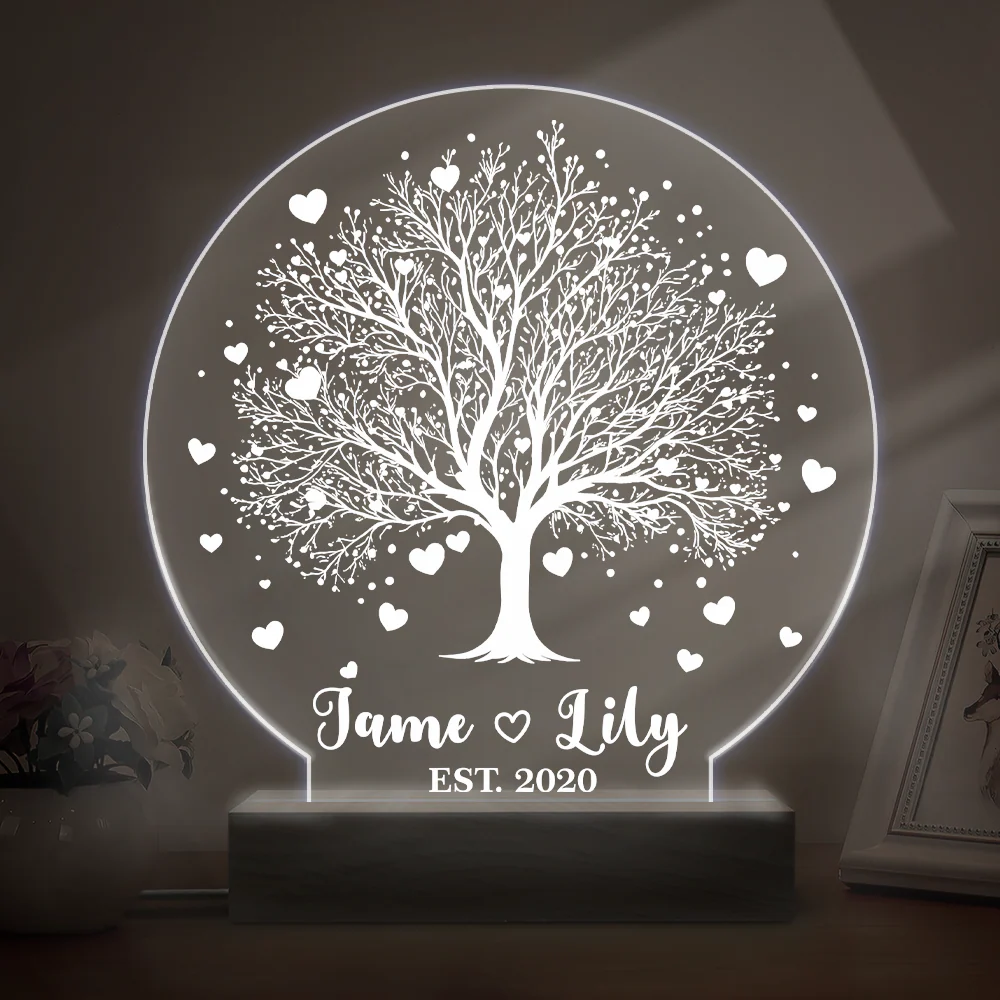 Personalized Tree Of Love LED Night Light Gift For Couple HO82 901124 - Image 3
