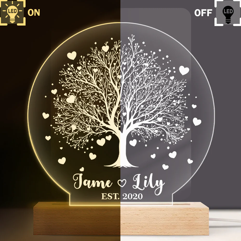 Personalized Tree Of Love LED Night Light Gift For Couple HO82 901124 - Image 4