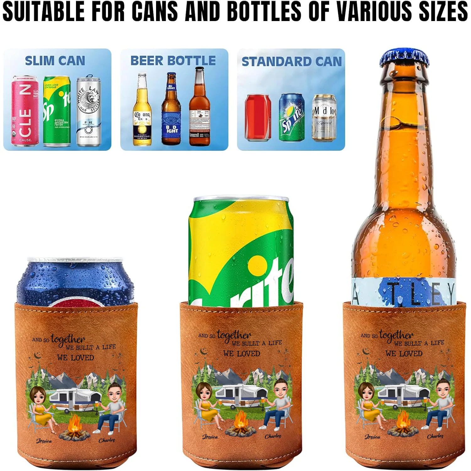 Personalized You & Me We Got This Camping Leather Can Cooler Holder TH10 894087 - Image 6