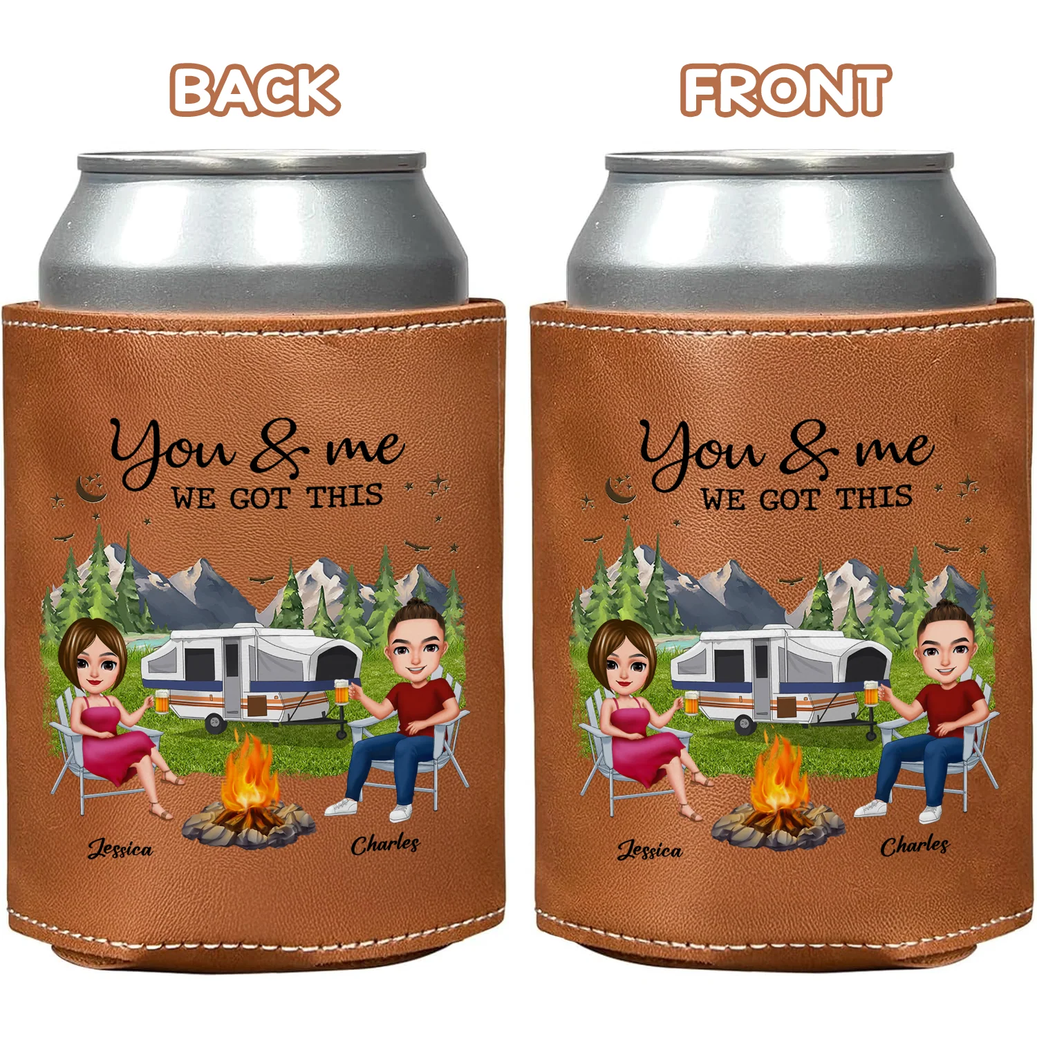 Personalized You & Me We Got This Camping Leather Can Cooler Holder TH10 894087 - Image 7