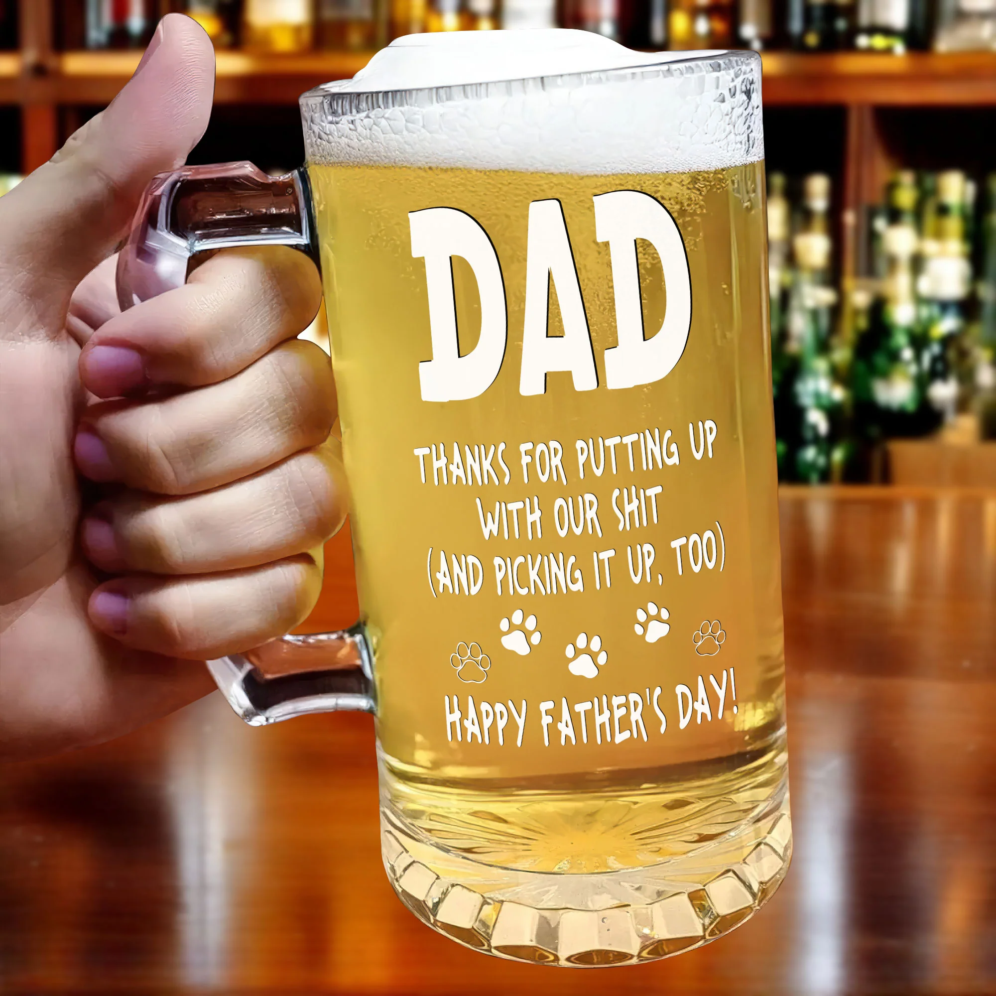 Thanks Dad We Woof You New Version - Personalized Beer Glass Mug TH10 892567 - Image 5