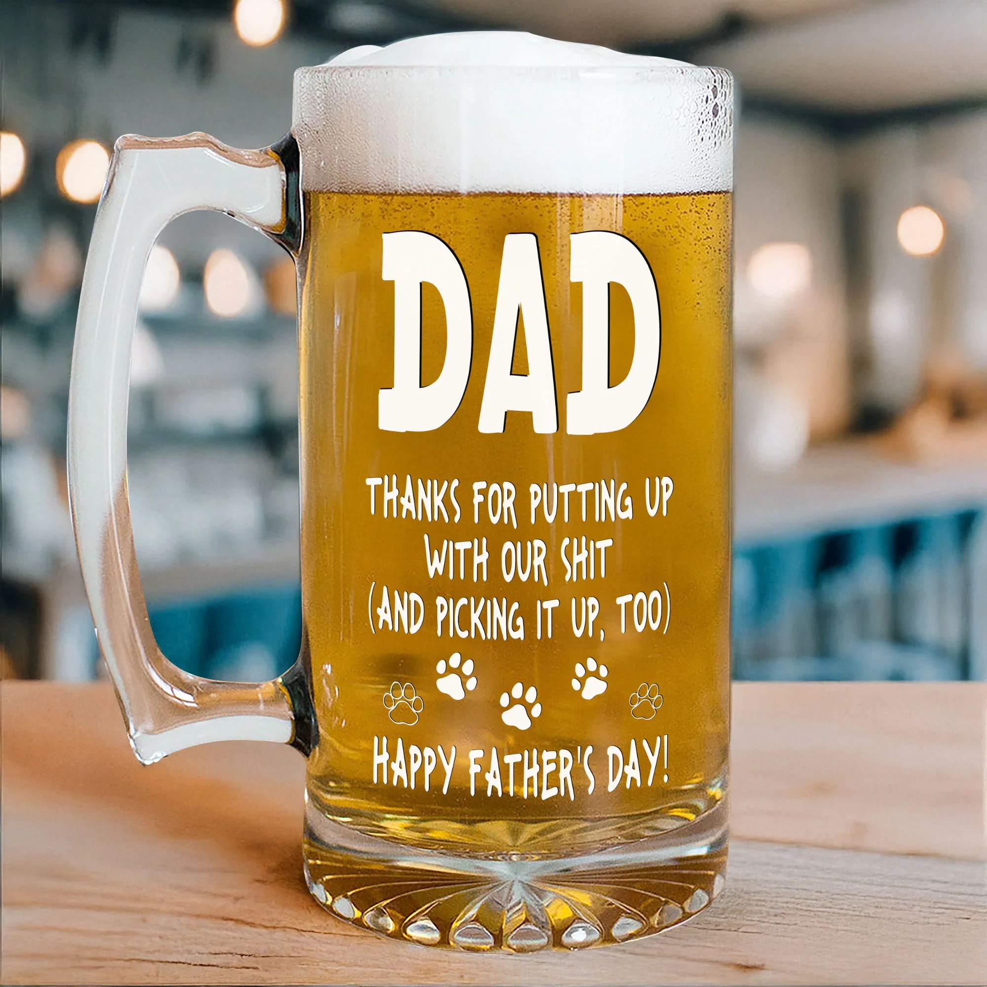 Thanks Dad We Woof You New Version - Personalized Beer Glass Mug TH10 892567 - Image 6