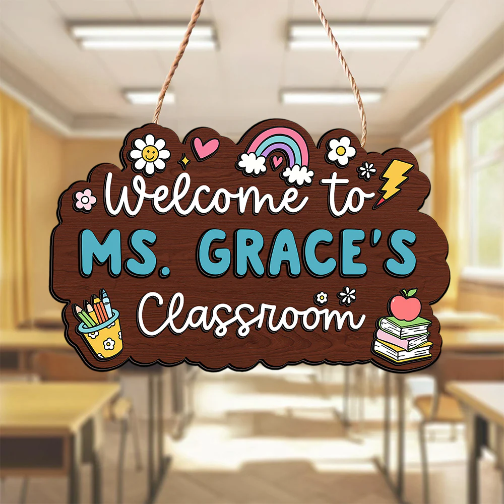 Welcome To Classroom Personalized Door Sign Gift For Teacher HO82 894294 - Image 3