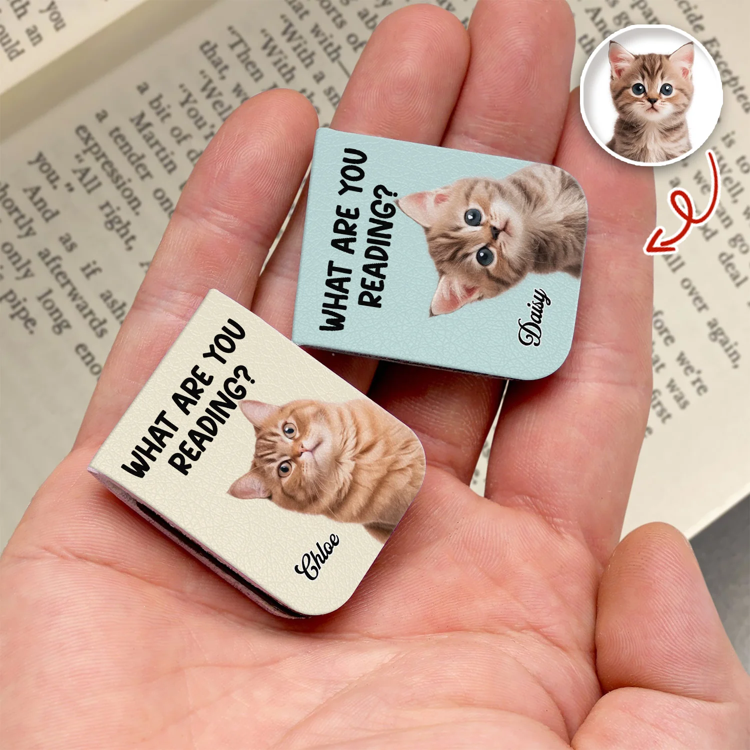 What Are You Reading - Custom Cat Photo Leather Magnetic Bookmark For Book Lovers, Cat Lovers CH07 899530 - Image 5