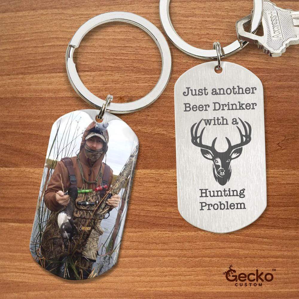 Beer Drinker With A Hunting Problem Hunter Metal Keychain HN590 - Image 2