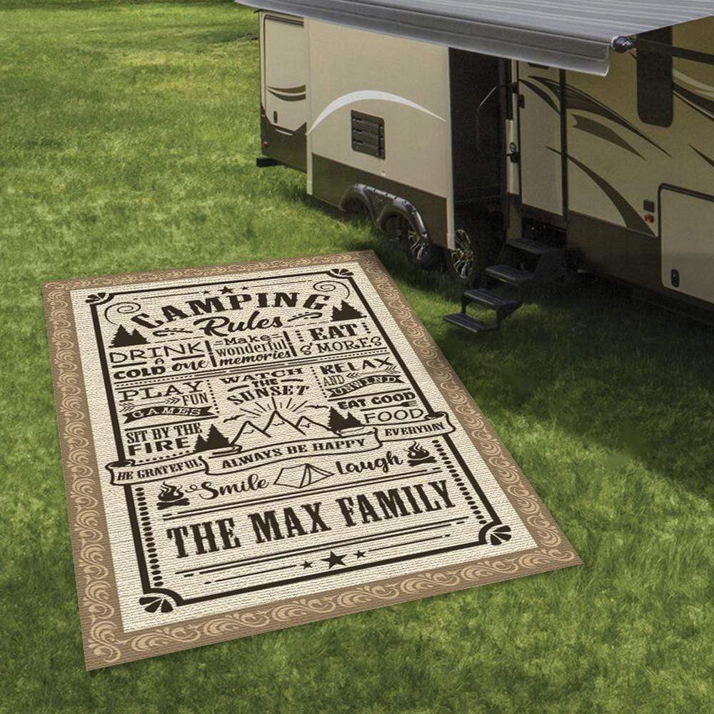 Camping Rules Custom Family Name Camping Patio Rug K228 HN590 895150