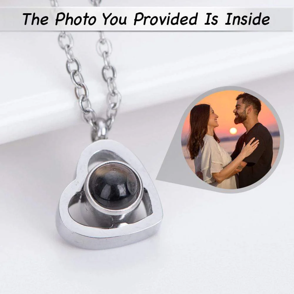 Custom Couple Photo Projection Necklace HN590