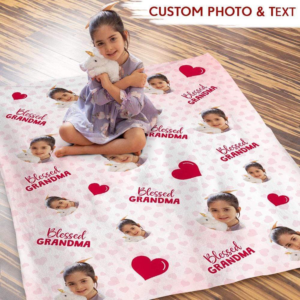 Custom Image Blessed Grandma Family Blanket 890585 - Image 3