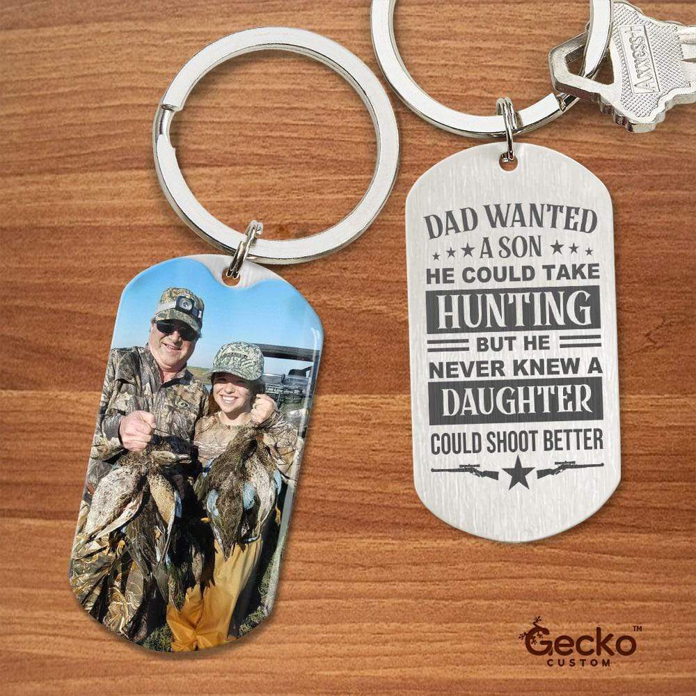 Dad Never Knew Daughter Could Shoot Better Hunter Metal Keychain 890775 - Image 2