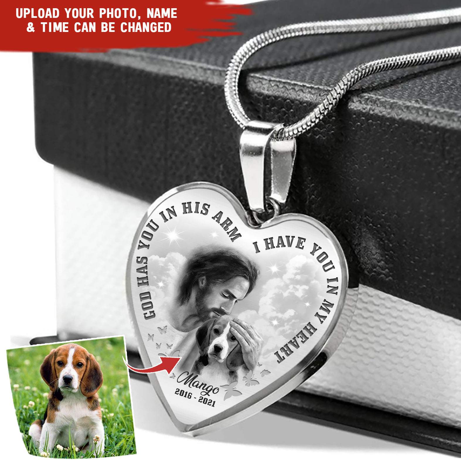 God Has You In His Arm I Have You In Heart Memorial Dog Cat Necklace HN590 - Image 2