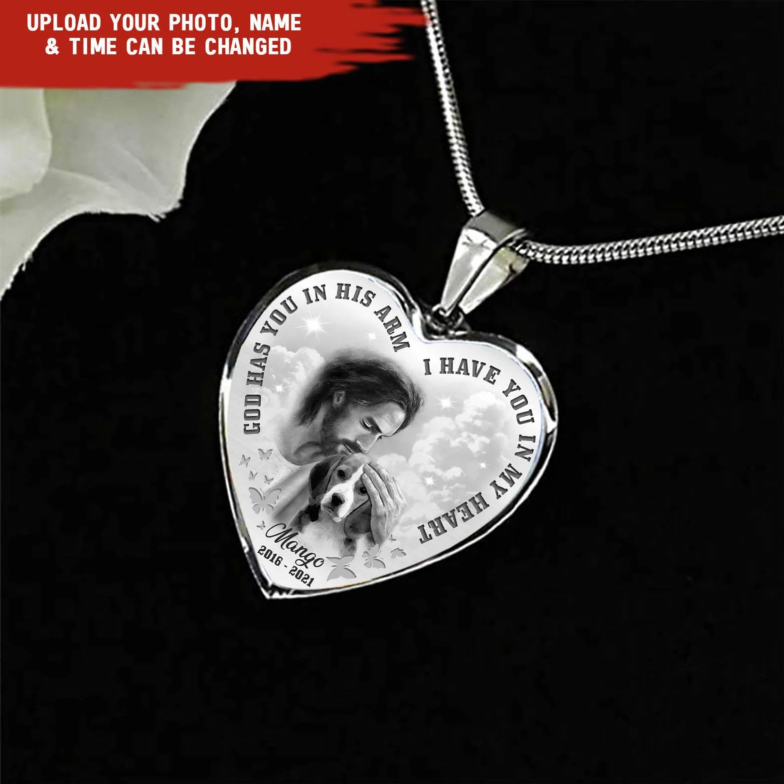 God Has You In His Arm I Have You In Heart Memorial Dog Cat Necklace HN590 - Image 3