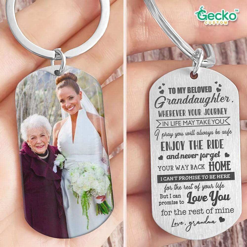 To My Beloved Grand Daughter Family Metal Keychain HN590