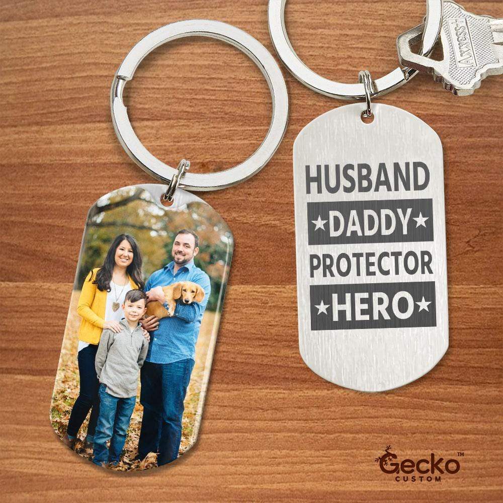 Husband Daddy Protector Hero Family Metal Keychain HN590