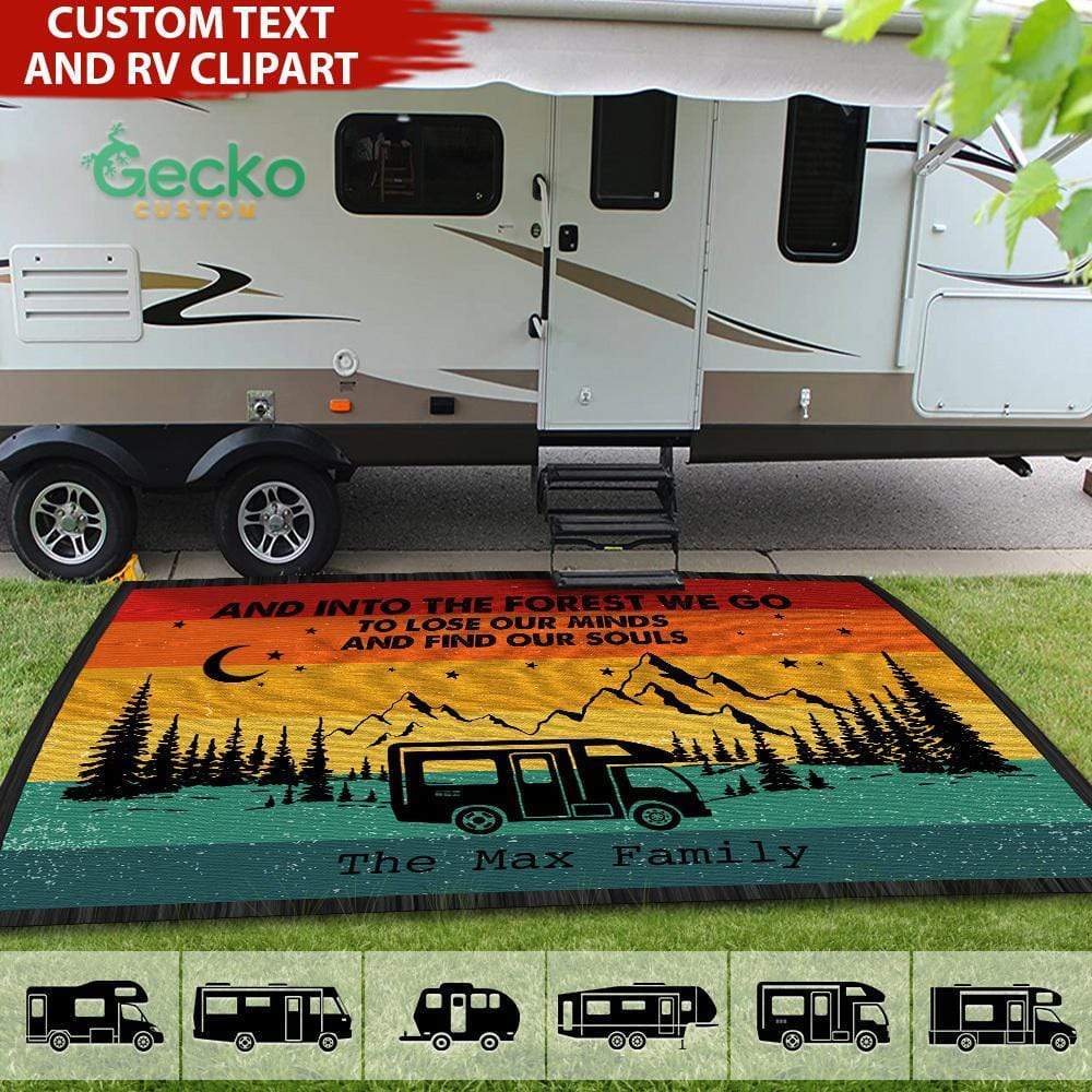 Retro Sunset Into The Forest We Go Custom Text Camping Patio Mat T286 HN590 891793 - Image 2