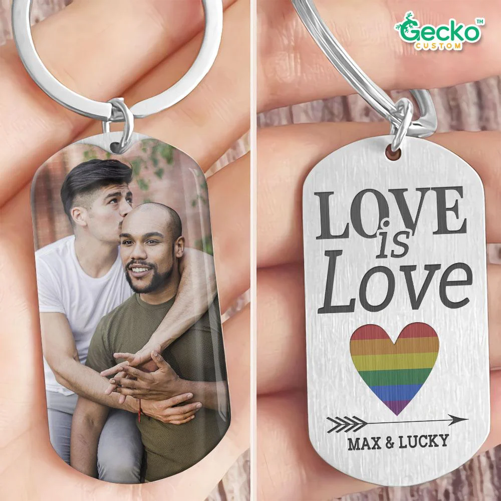 Love Is Love Rainbow Couple Metal Keychain HN590