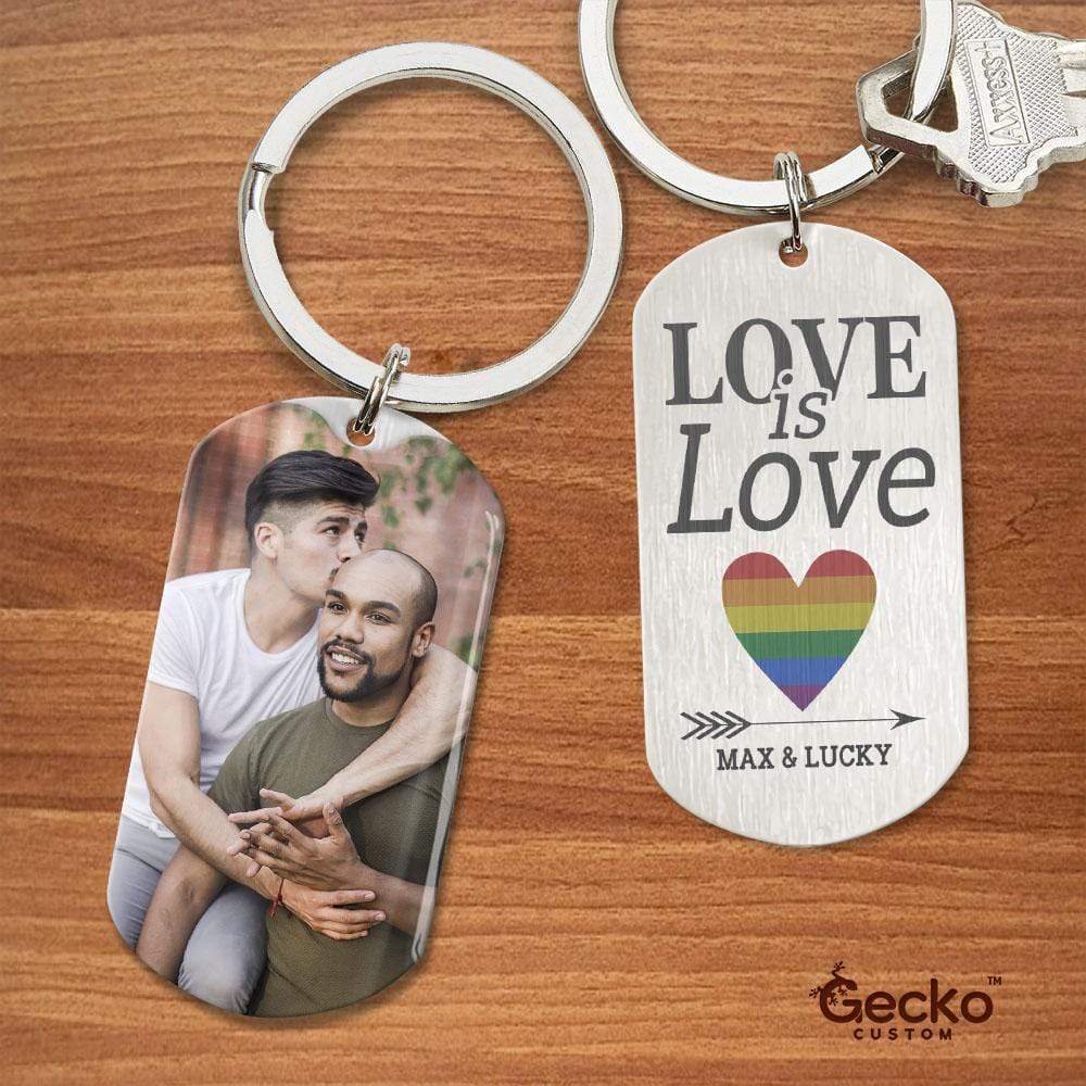 Love Is Love Rainbow Couple Metal Keychain HN590 - Image 2