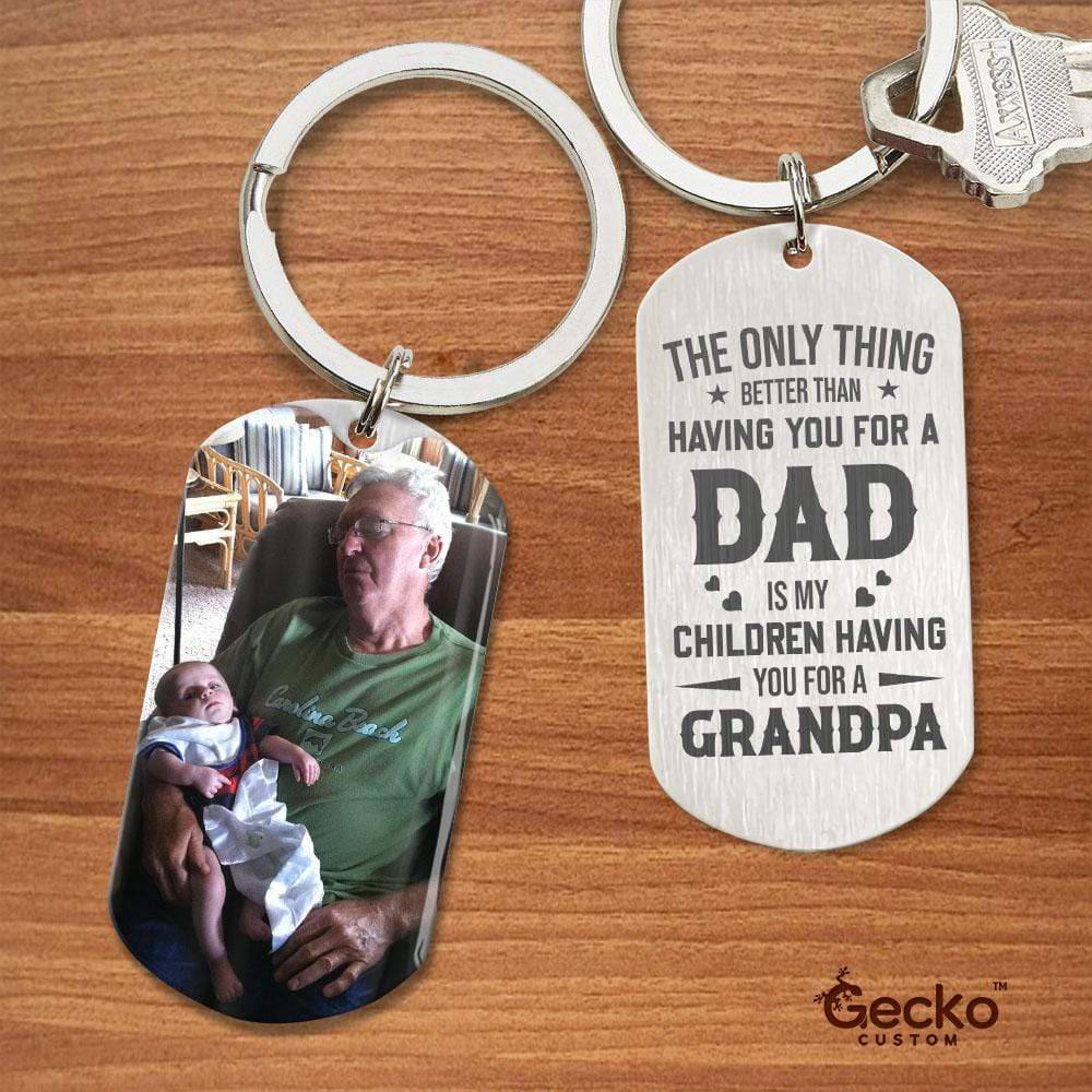 Best Thing Is My Children Having You For A Grandpa Family Metal Keychain HN590 - Image 2