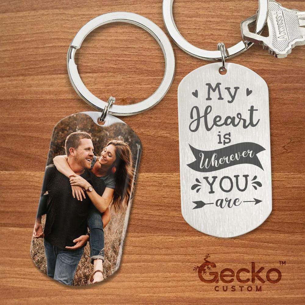 My Heart Is Wherever You Are Couple Metal Keychain HN590 - Image 2