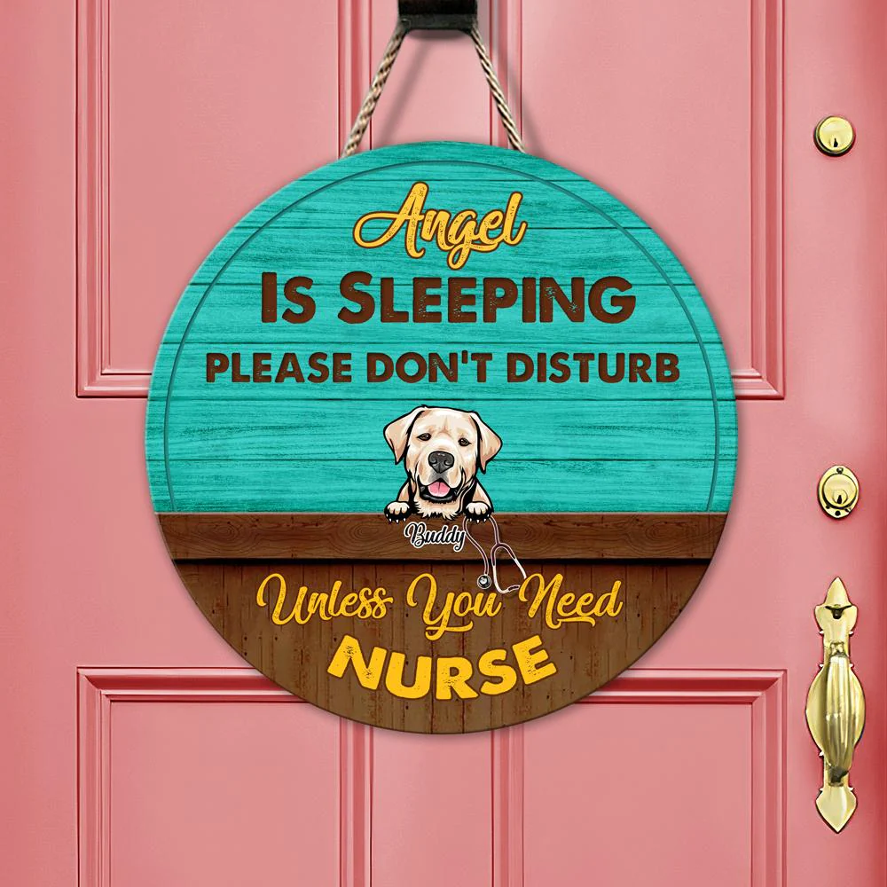 Please Don't Disturb Nurse Sleeping Dog Wooden Door Sign, Dog Lover Gift, HN590 - Image 3