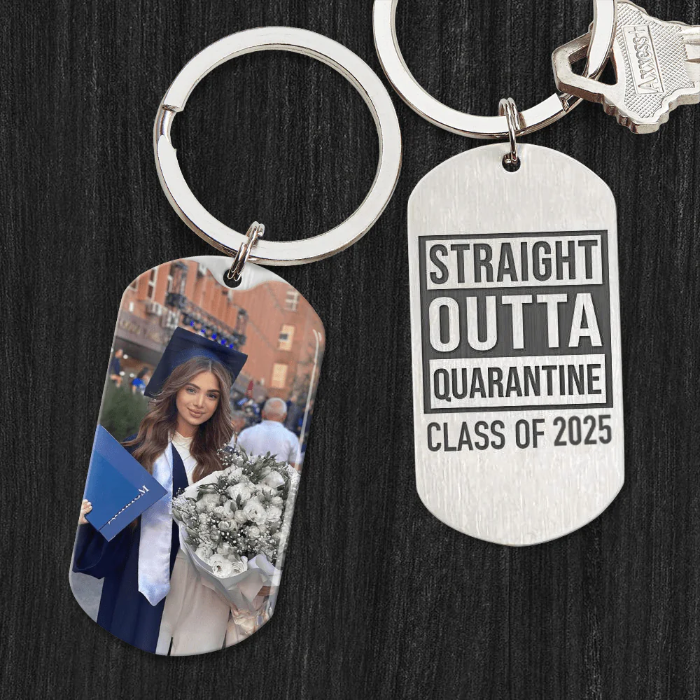 Straight Outa Quarantine Class Of 2025 Graduation Metal Keychain 890379