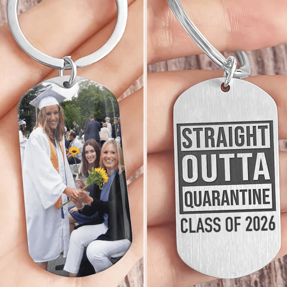 Straight Outa Quarantine Class Of 2025 Graduation Metal Keychain 890379 - Image 2