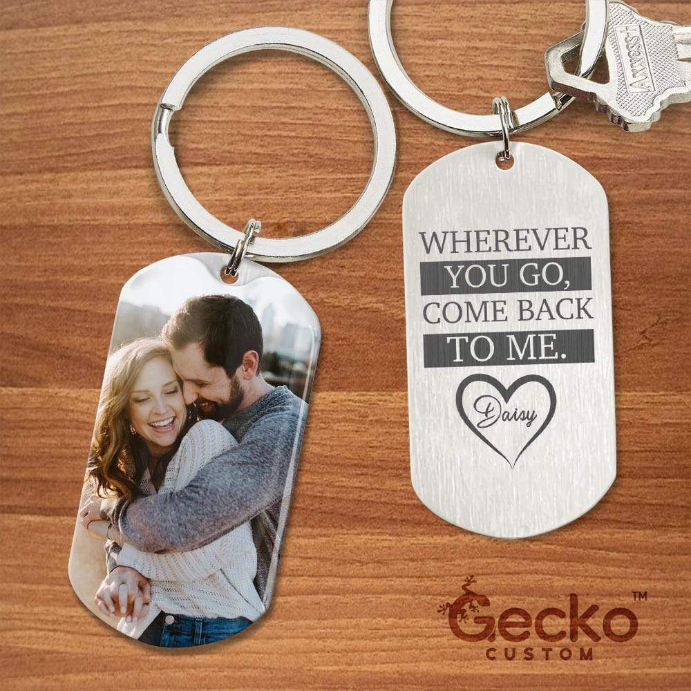 Wherever You Go Come Back To Me Couple Metal Keychain HN590 - Image 2