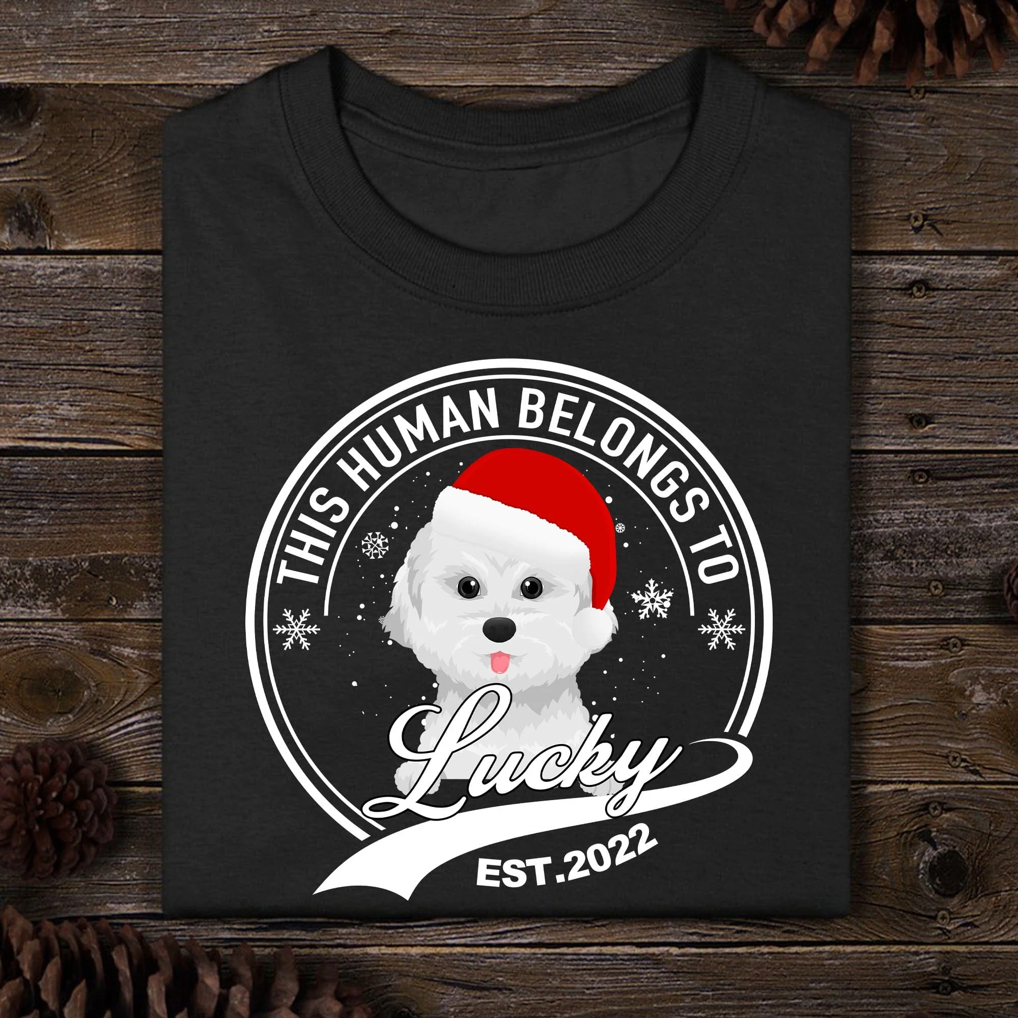 Human Belongs Christmas Personalized Custom Photo Dog Shirt Dark C471 - Image 5