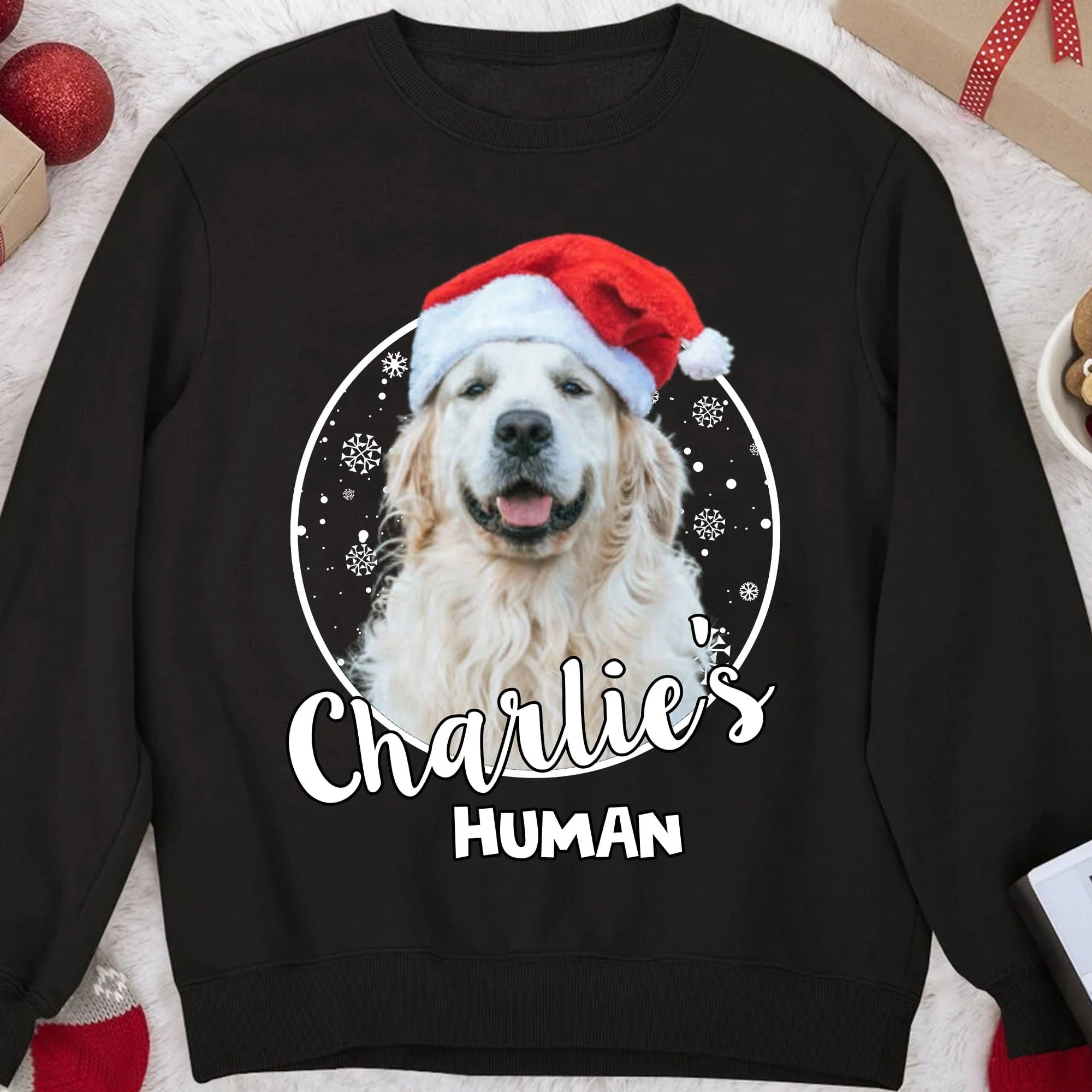 Human Dog Christmas Personalized Custom Photo Dog Sweatshirt, Dog Lover Sweater Christmas C472 891657