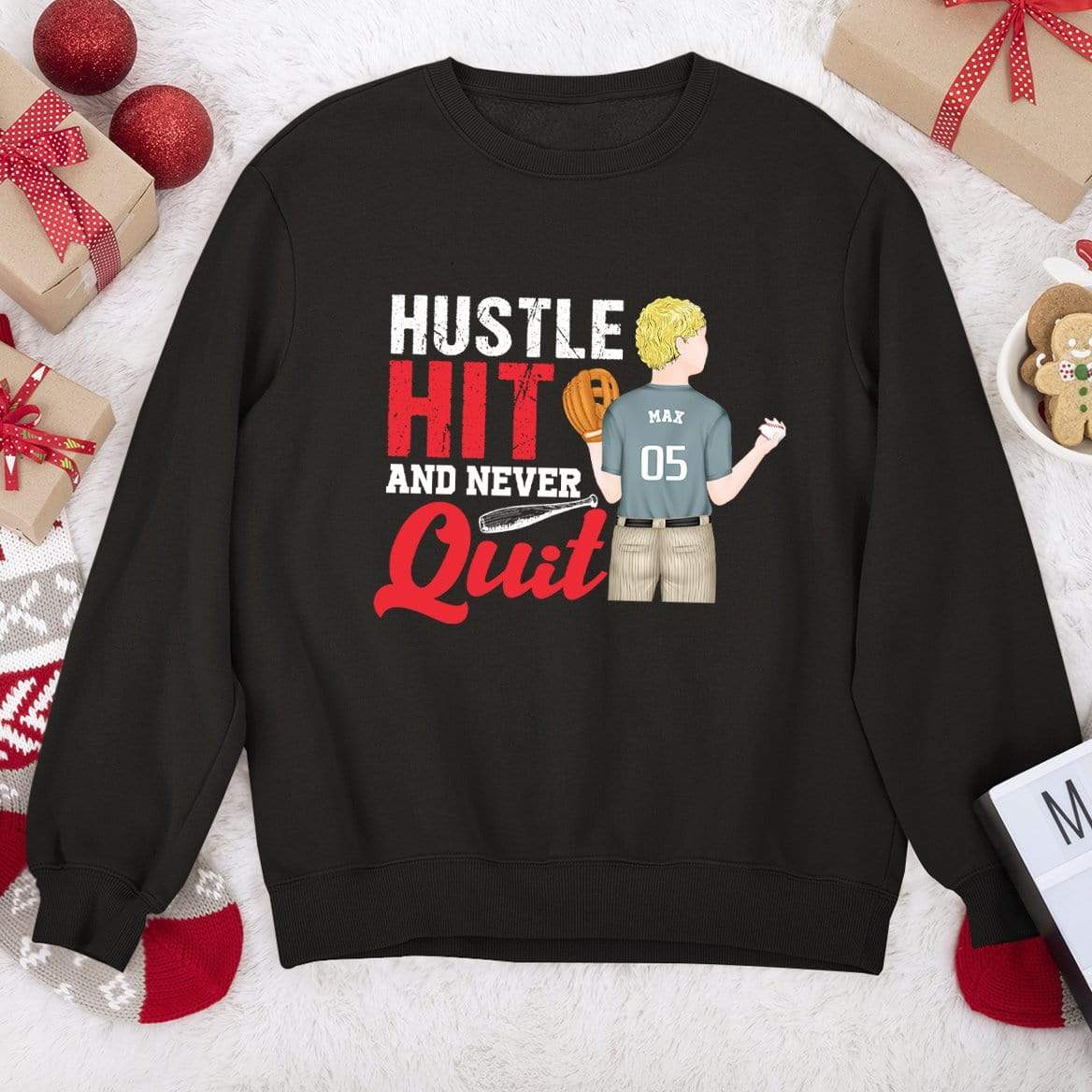 Hustle Hit And Never Quit, Gift For Baseball Player, Baseball Shirt - Image 2