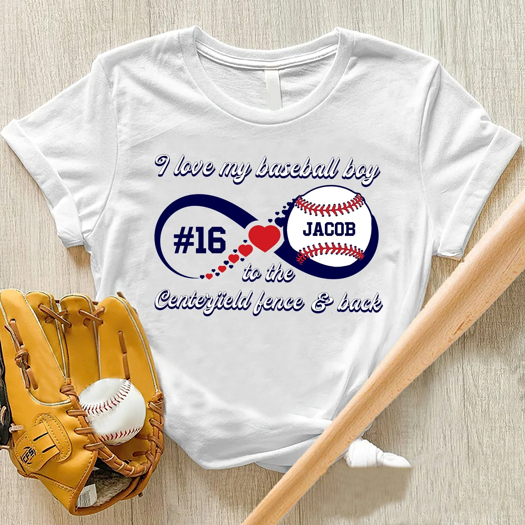 I Love My Baseball Boy To The Centerfield Fence And Back Shirt Personalized Custom Baseball Shirt H489