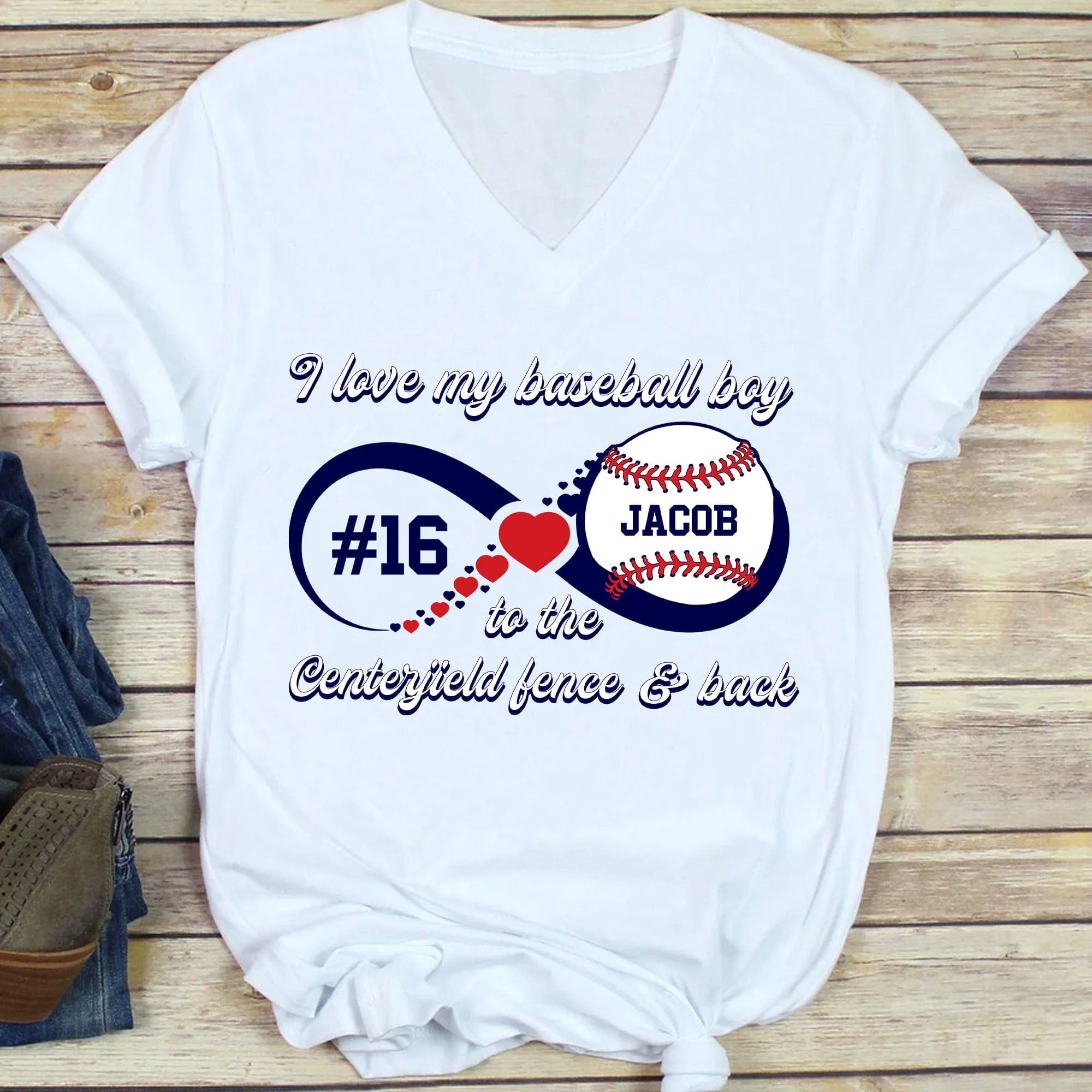 I Love My Baseball Boy To The Centerfield Fence And Back Shirt Personalized Custom Baseball Shirt H489 - Image 5