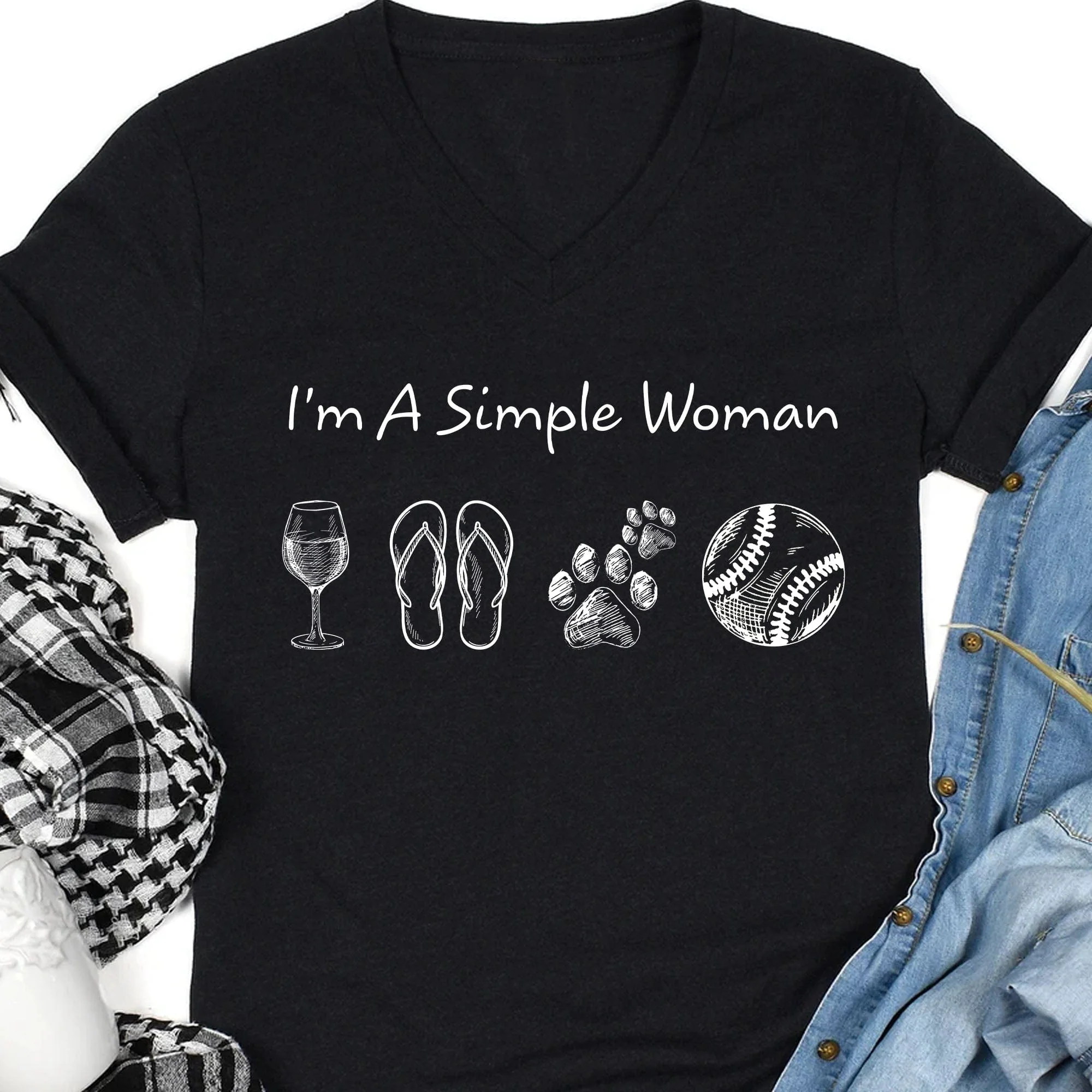 I'm A Simple Woman Man Personalized Custom Softball Shirts C508 - Image 4