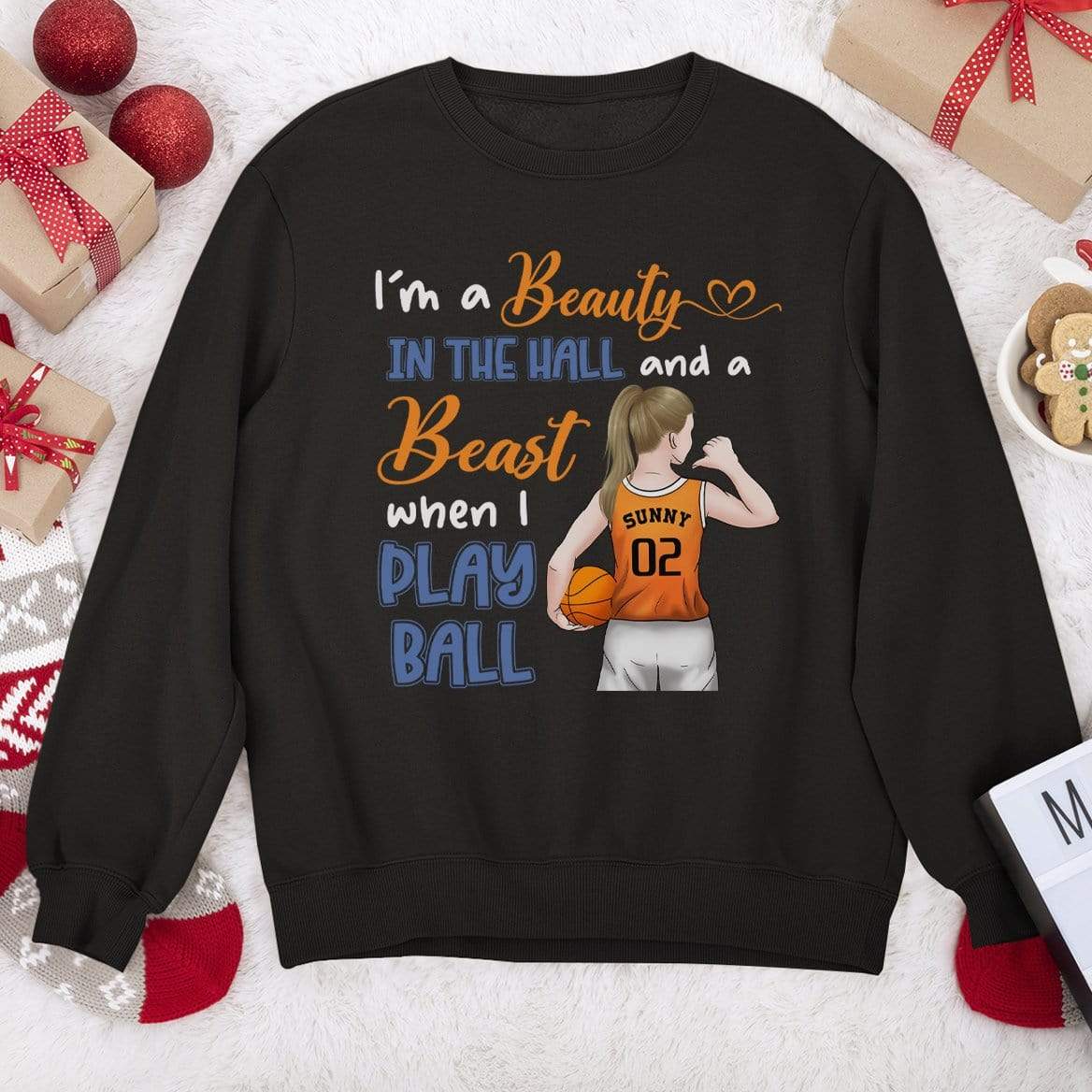 I'm The Beauty And The Beast Basketball Girl Shirt - Image 4