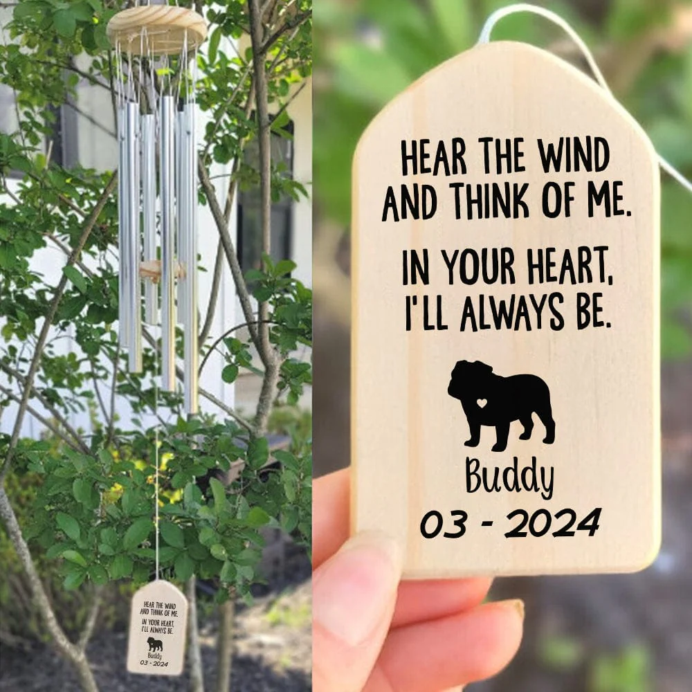 In Your Heart I'll Always Be Dog Memorial Wind Chimes Personalized Gifts TA29 889877