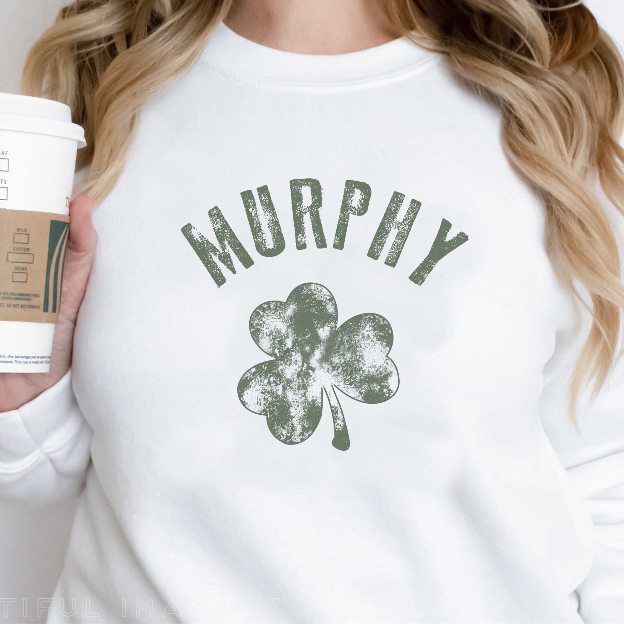 Irish Vintage Green Shamrock Distressed Custom Sweatshirt - Image 2
