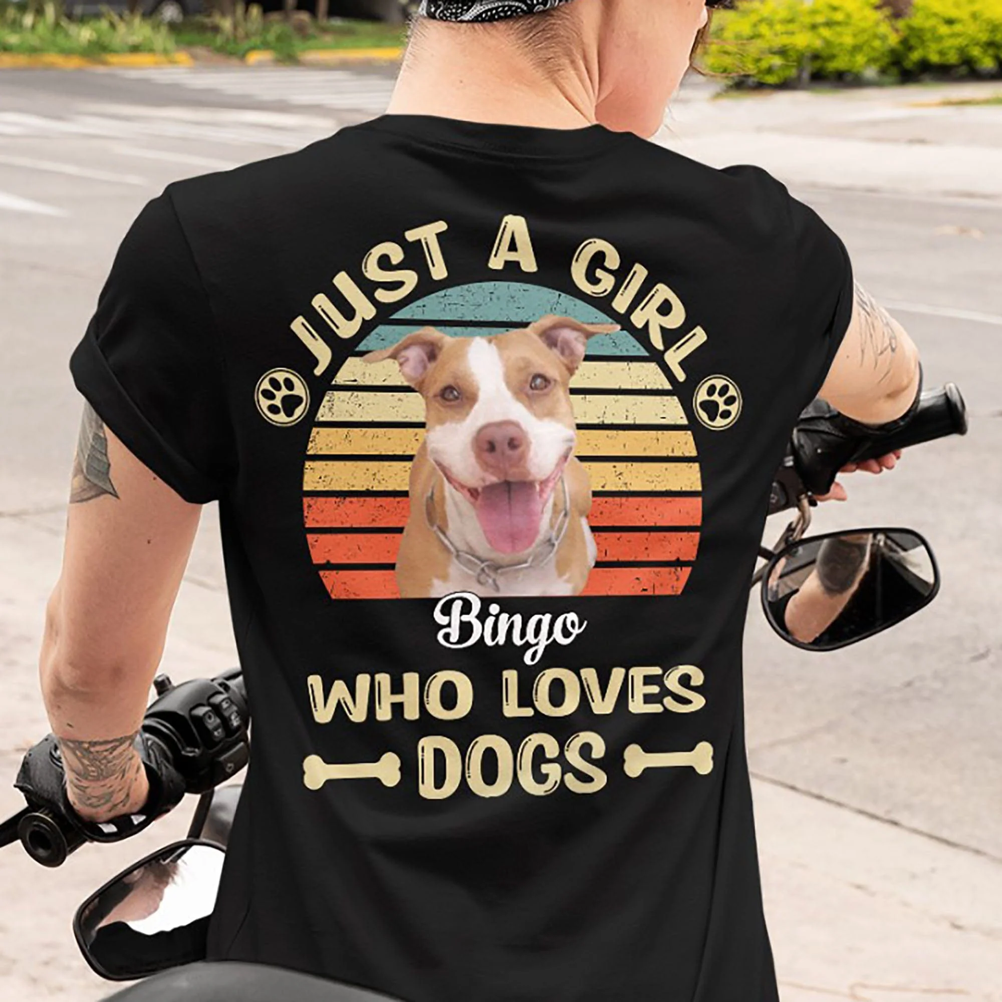 Just A Girl Who Loves Dogs Cats Personalized Custom Photo Dog Cat Backside Shirt C451