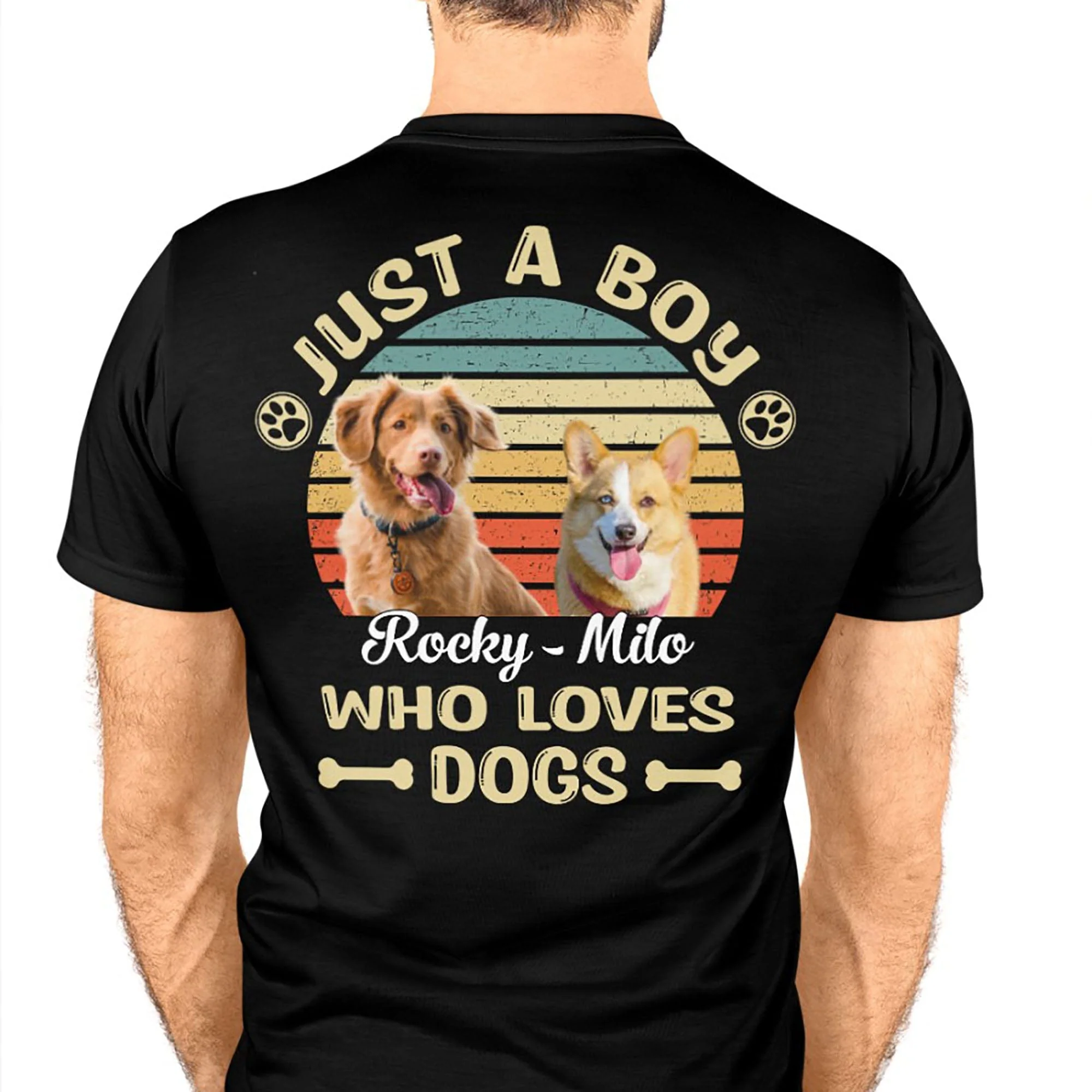 Just A Girl Who Loves Dogs Cats Personalized Custom Photo Dog Cat Backside Shirt C451 - Image 4