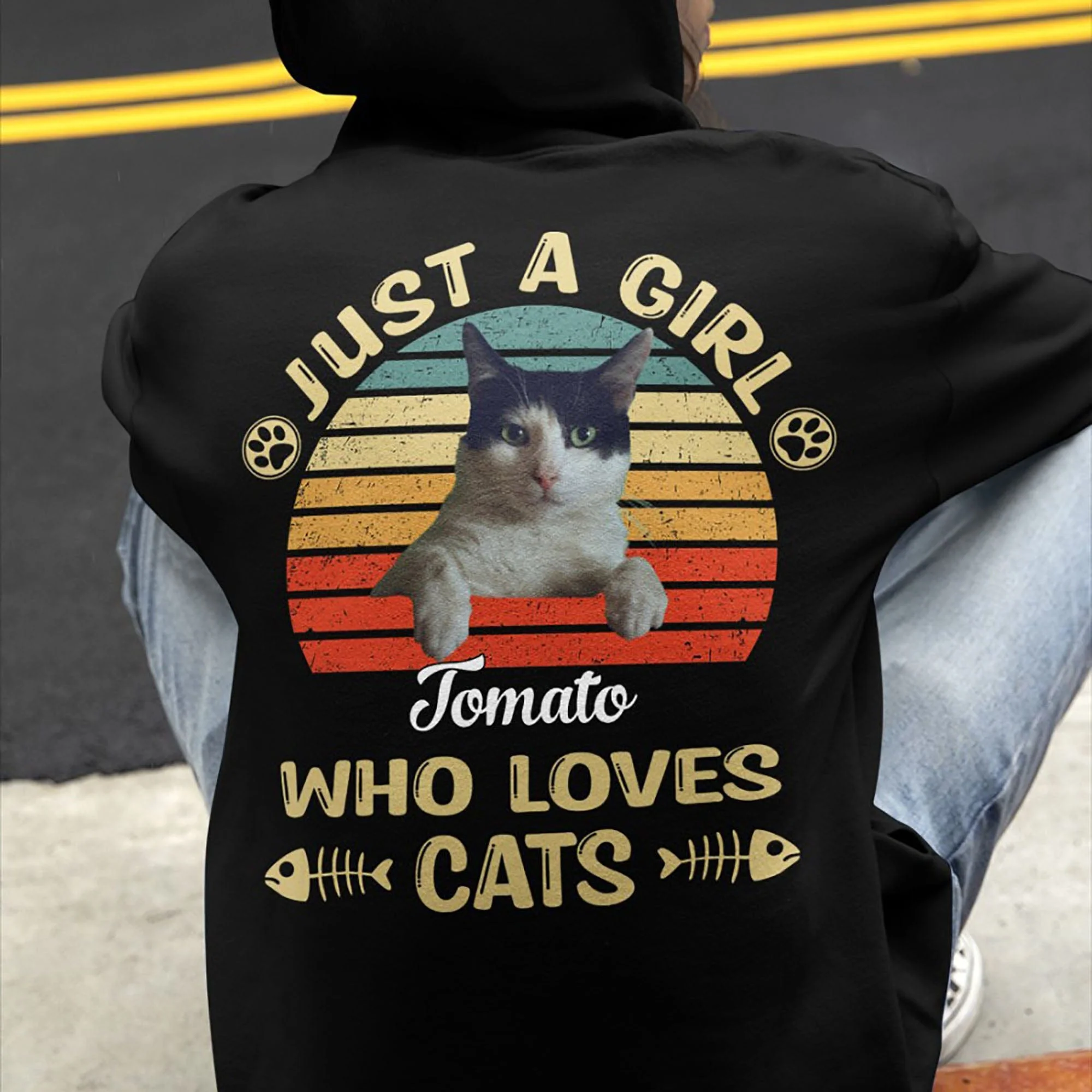 Just A Girl Who Loves Dogs Cats Personalized Custom Photo Dog Cat Backside Shirt C451 - Image 5