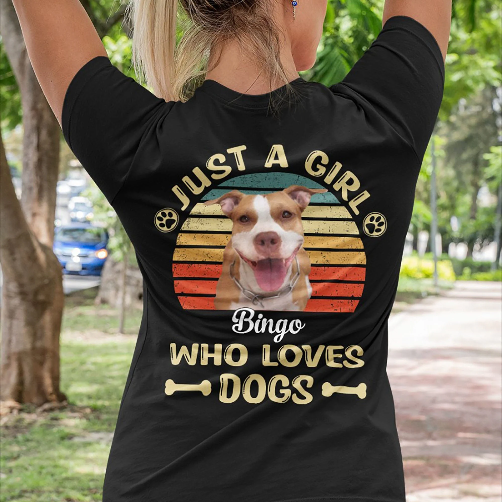 Just A Girl Who Loves Dogs Cats Personalized Custom Photo Dog Cat Backside Shirt C451 - Image 6