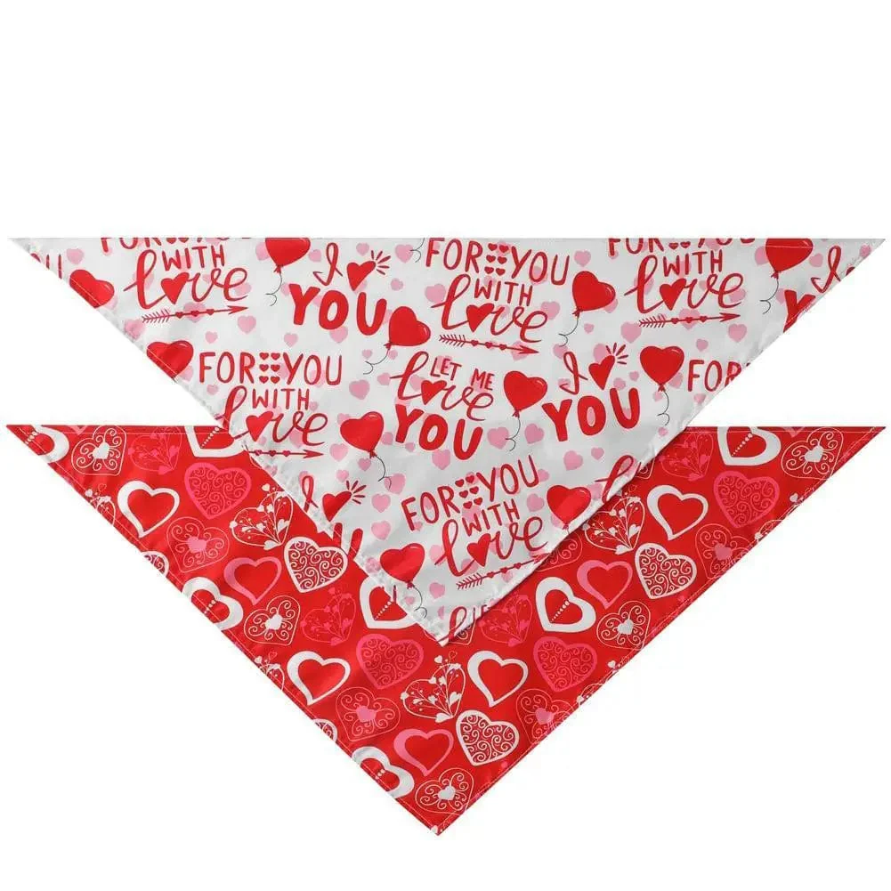 Love-heart Pattern Pet Dog Triangle Scarf - Image 3