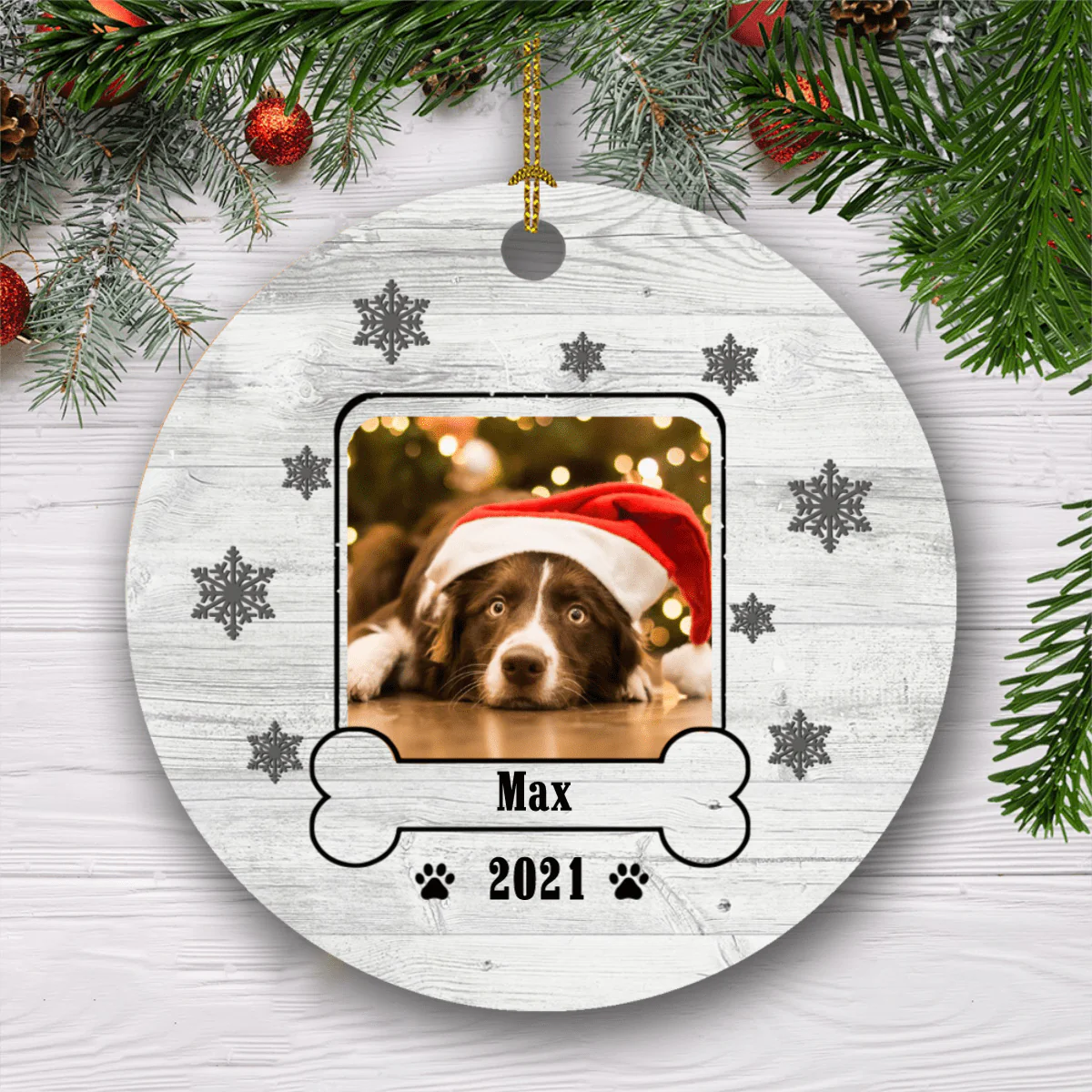 Custom Dog Cat Photo Circle Ornament, SG02 891357