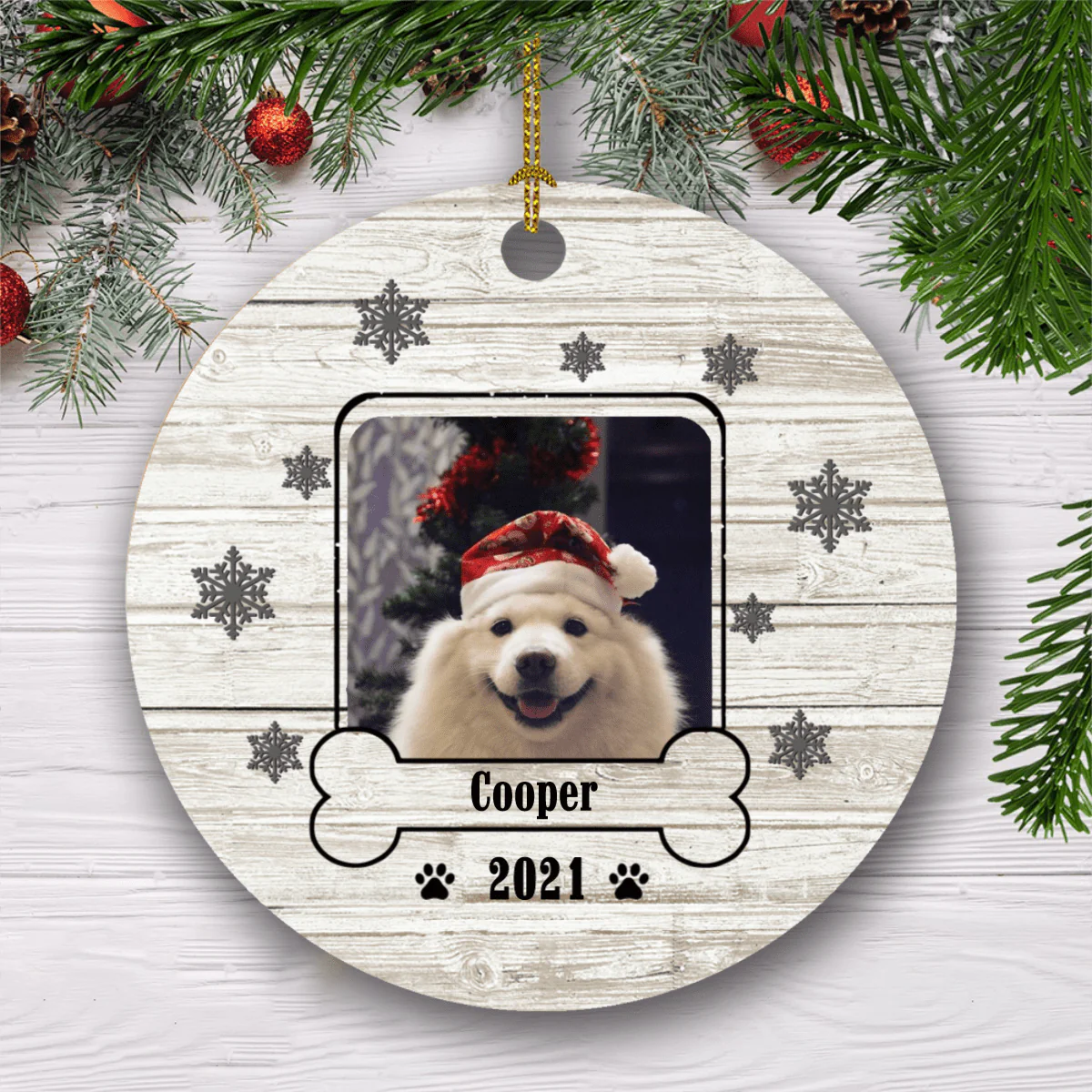 Custom Dog Cat Photo Circle Ornament, SG02 891357 - Image 2
